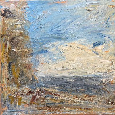 Facing the Sea oil on canvas 50x50 framed57x57x4cm.