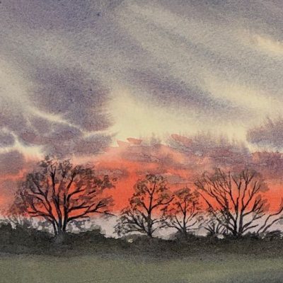 Winter sunset/ watercolour/8
