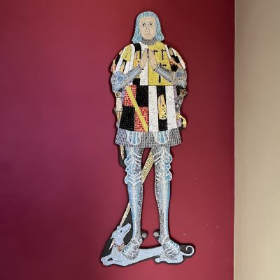 Sir William Gascoigne/mixed media on wood/136 x 52cm