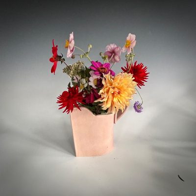 Art Deco Flower Vase  White Stoneware   200mm(h)