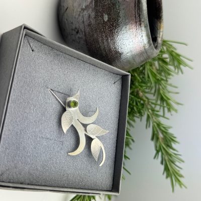 Silver and Peridot Brooch