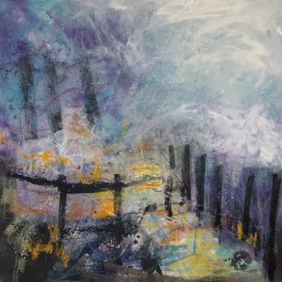 Stormy day, mixed, 16 x 16”