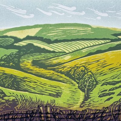 Meon Valley/Linocut/H21cm x W30cm