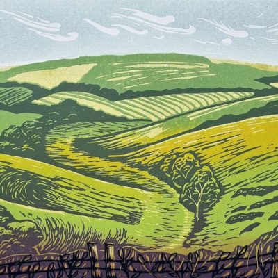 The Meon Valley/linocut/w46cm x H37.5cm
