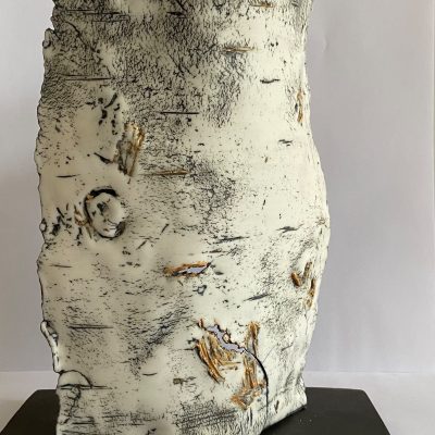 Silver Birch bark sculpture. Porcelain.