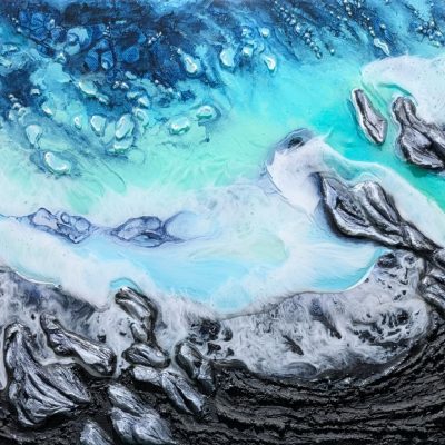 Evening Shore - Mixed media/resin 40x30cm