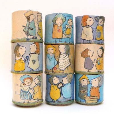 stacking cups/glazed stoneware