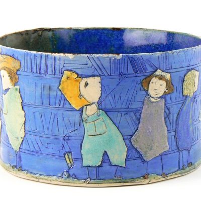 book-eating fish bowl/glazed stonwware/ 12cm
