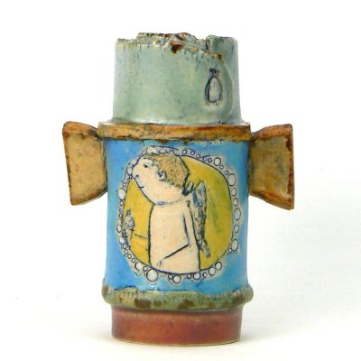 ice cream angel vase/ glazed stoneware/10cm
