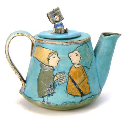 musical teapot/ glazed stoneware/ 15cm
