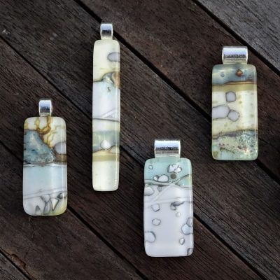 Pendants using reactions with silver/Kiln formed glass/Various