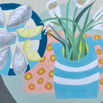 Pulling Mussels from a Shell - Gouache on paper - 30 x 30 cm