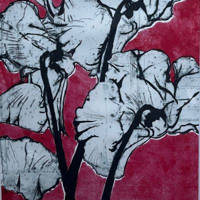 Scarlet Cyclamen/Collagraph