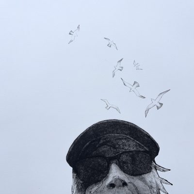 Seagull Pirates, Collagraph & Monoprint, 400mm x 400mm mounted