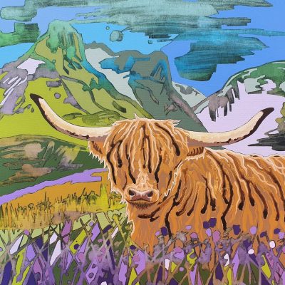 Highland Cow, Acrylic, 70cm x 70cm