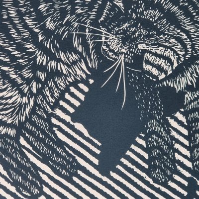 Striped Cat/Linocut/H19cm x W21.5cm