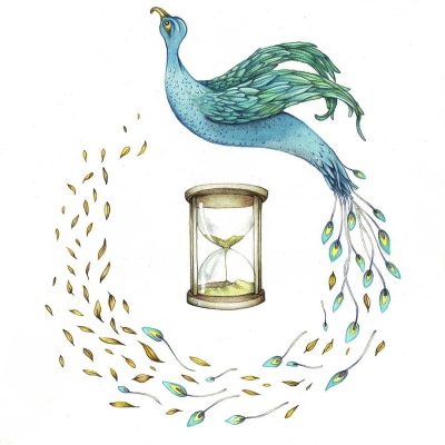 Time Flies, coloured pencil & watercolour, 40x40cm