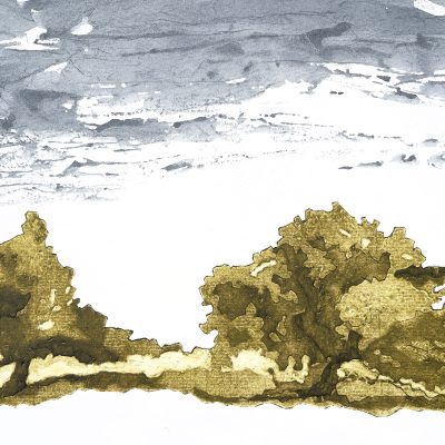 Treescape, Collagraph & ink wash, circa 250mm x 300mm before mounting