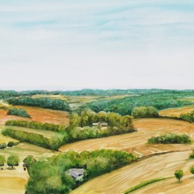 View South from Combe Gibbet, Watercolour, 16