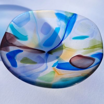 Watercolour bowl/Kiln formed glass/25 cm
