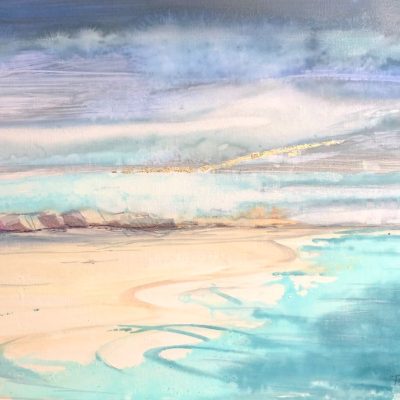 Coast - mixed media, water colour, wax. sea salt