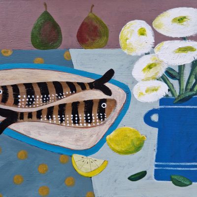 Little Fishes and Fleurs / acrylic on wood / 12