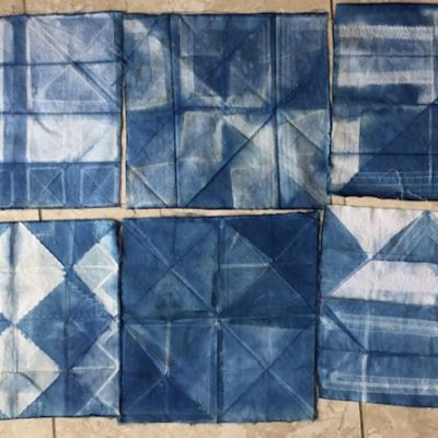 Stitched shibori in indigo