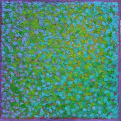 .Diffused Colour Chords Greens' acrylic on board 35x35cm